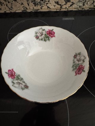 Juego de 5 cuencos vintage porcelana,motivo floral