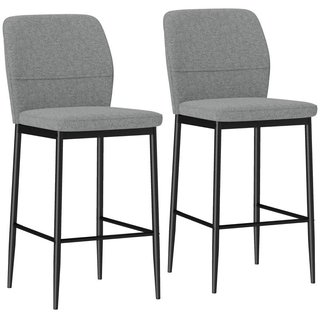 1 Taburete Alto Gris Terciopelo Acero Cocina