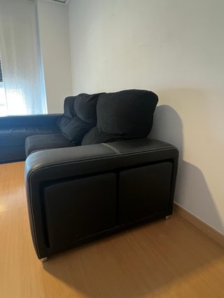 Sofá Chaise Longue Negro Grande y Cómodo