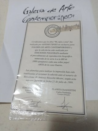 Litografía Tàpies certificada y numerada