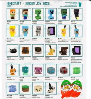 Figuras Minecraft Kinder Joy 2026