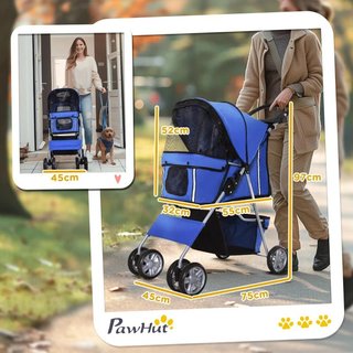 Carrito para Perros Pequeños con Toldo Ajustable