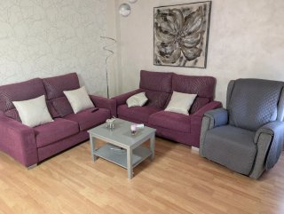 Lote 2 sofás + 1 sillón tela