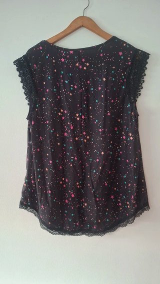 Top SHEIN estrellas negro encaje