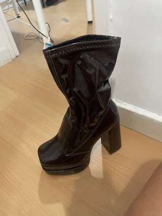 Botines plataforma charol marrones talla 38