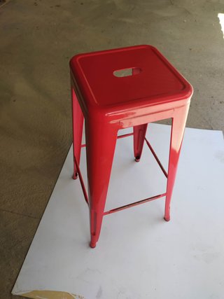 4 Taburetes Altos Rojo Metal