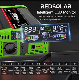 Inversor 2000W Onda Pura DC 12V a AC 230V