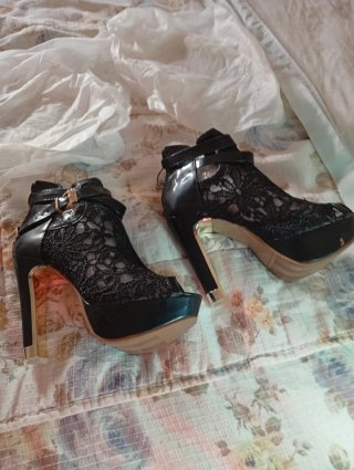 Tacones negros encaje talla 35
