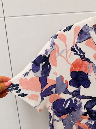 Camiseta de flores Zara L Tshirt Blanco Azul