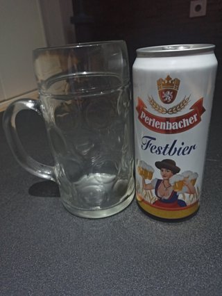 Lata Perlenbacher Festbier y jarra colección