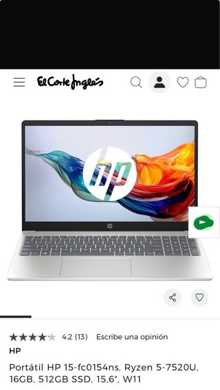 Portátil HP 15-fc0154ns Ryzen 5-7530U