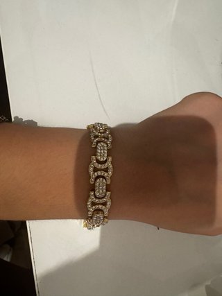 Pulsera dorada eslabones con strass