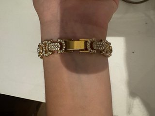 Pulsera dorada eslabones con strass