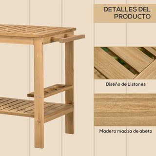Carro Servicio Madera Exterior 3 Botellas Natural