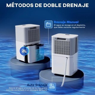 Deshumidificador 10L Silencioso LED Drenaje Blanco