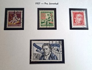 Sellos Suiza usados año 1927 Yvert 226-29
