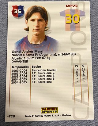 Carta Messi Barça Campió 2004-2005 Dorsal 30