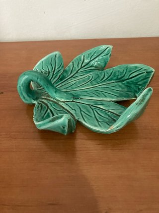 Plato Cerámica Hoja Verde Vintage