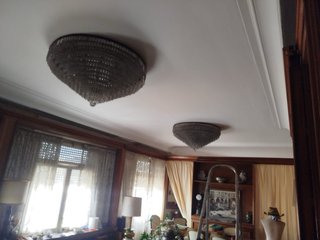 Lámpara de araña de cristal y metal. 3 unidades