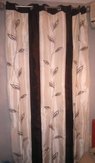 Cortinas Beige y Marrón Satinadas