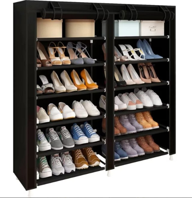 Zapatero organizador negro 7 baldas dobles