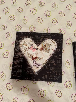 Set de 2 cuadros decorativos corazón con purpurina