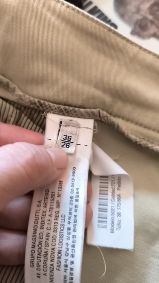 Pantalón Massimo Dutti Beige Slim Fit Talla 36