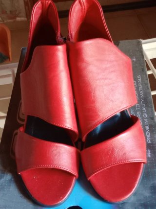 Sandalo donna rosso in pelle