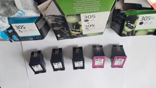 5 Cartuchos Tinta HP 305  Negro y Color  "VACIOS"