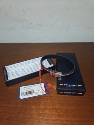 Pulsera Spagnolo Piel/Hilo azul marino