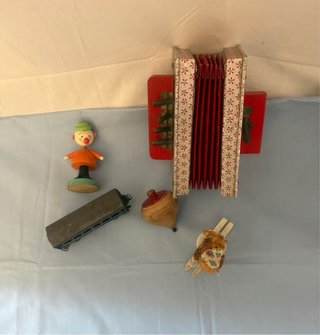 Lote 5 Juguetes Antiguos Tren, Acordeón Payaso etc