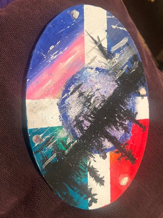 Cuadro Pintura Acrílica Ovalada
