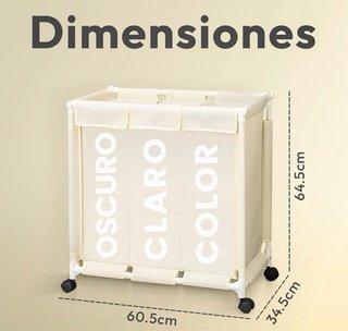 Cesto Ropa Sucia 3 Compartimentos Beige