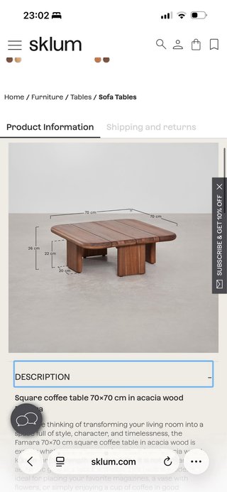 Mesa de centro de madera Sklum