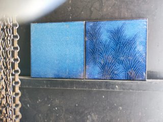 Azulejos azules decorados con motivos vegetales