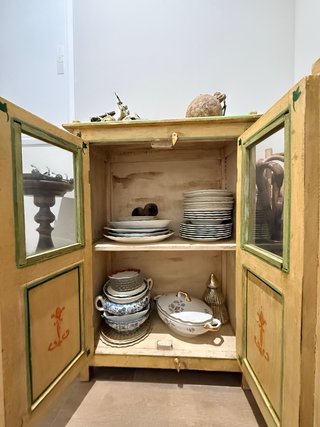 Mueble vintage madera y cristal