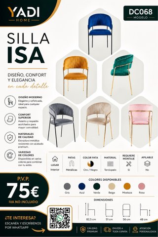 Sillas YADI HOME Terciopelo y Metal