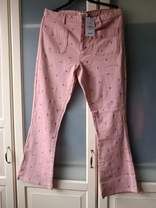 Pantalón rosa Hug And Clau talla M con flores