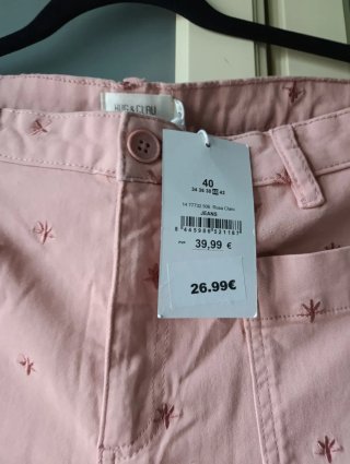 Pantalón rosa Hug And Clau talla M con flores