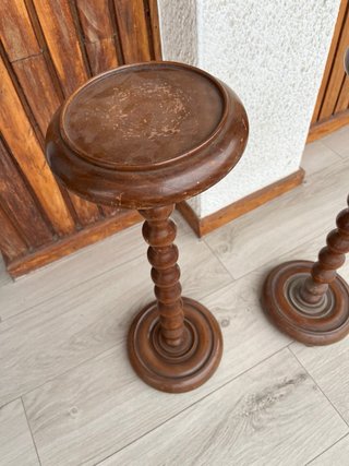 Par de columnas/pedestales madera torneada 60cm