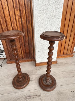 Par de columnas/pedestales madera torneada 60cm