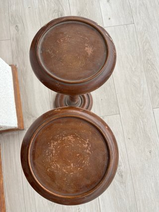 Par de columnas/pedestales madera torneada 60cm