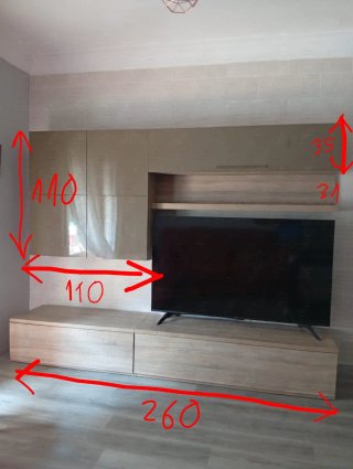 Mueble de comedor modular beige y marrón
