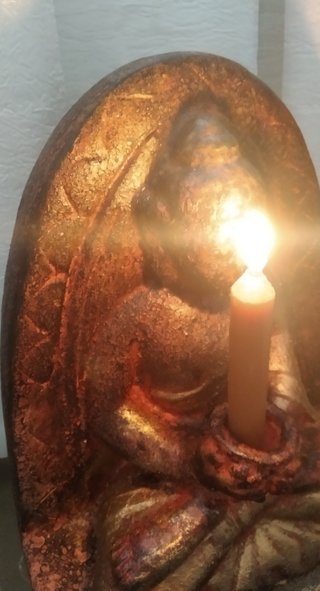Buda GRANDE de Terracota, portavelas (35 cm alto)