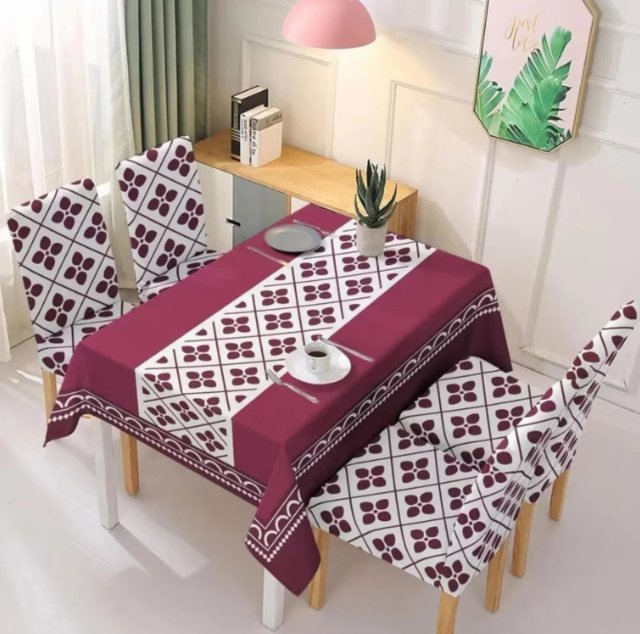 Mantel y 4 fundas sillas estampado