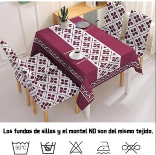 Mantel y 4 fundas sillas estampado
