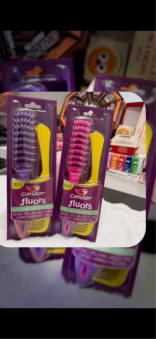 Condor Fluors Cepillo y Peine Rosa/Amarillo