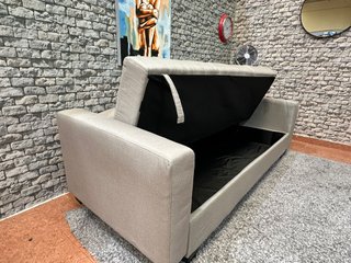 Sofá Cama con Arcón Poliéster Beige/Gris