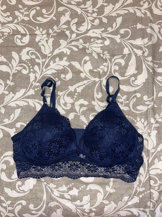 Sujetador Bralette Encaje Azul Marino Talla L
