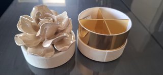 Portagioie fiore beige e oro